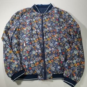 Paul & Shark Size Large L Reversible Bomber Jacket All Over Print Floral 2 in 1